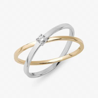 Lana Two Toned Solo Diamond Criss Cross Ring 14k Yellow & In Red