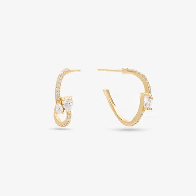 Lana Wavey Pear Diamond Huggies 14k In Gold