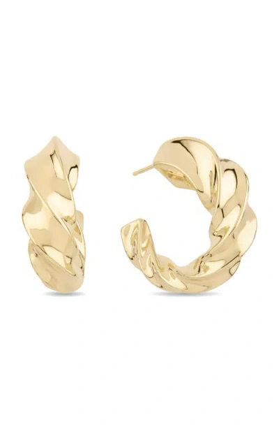 Lana Wide Twisted Hollow Hoop Earrings In Gold