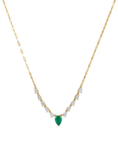 Lana Women's 14k Yellow Gold, 0.50 Tcw Diamond & Emerald Necklace