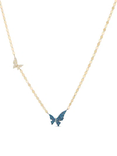 Lana 14k Gold White & Blue Diamond Pendant Necklace