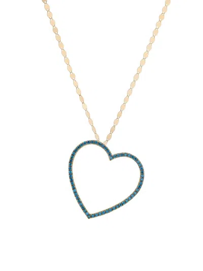 Lana Women's 14k Yellow Gold & 0.62 Tcw Blue Diamond Open Heart Pendant Necklace
