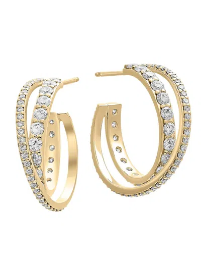 Lana Women's 14k Yellow Gold & 1.84 Tcw Diamond Crossover Hoop Earrings In Neutral
