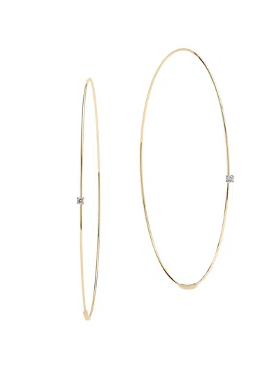 Lana Jewelry Diamond Large Hoop Earrings In 14k Yellow Gold, 0.04 Tcw