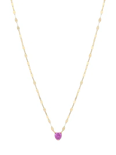 Lana Solo Pink Sapphire Heart Pendant Necklace 14k In Gold