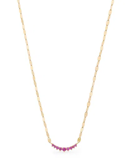 Lana 14k Gold Mini Curved Pink Sapphire Pendant Necklace