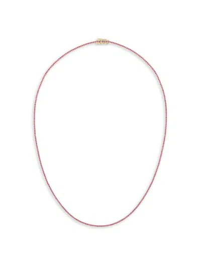 Lana Women's 14k Yellow Gold & Pink Sapphire Thin Tennis Necklace