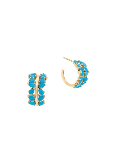 Lana Women's 14k Yellow Gold & Turquoise Huggie Earrings