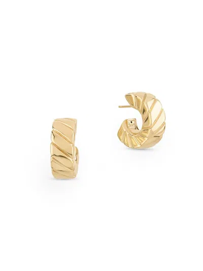 Lana Women's 14k Yellow Gold Grooved Huggie Earrings In Pattern
