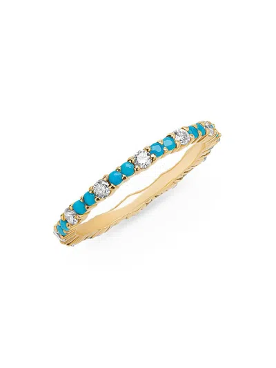 Lana Women's 14k Yellow Gold, Turquoise & 0.70 Tcw Diamond Eternity Band