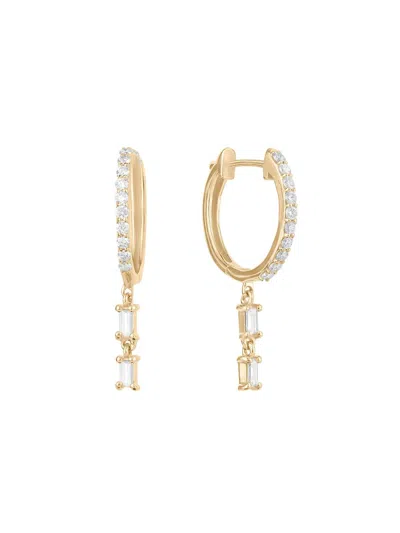 Lana Jewelry Diamond Baguette Charm Pave Huggie Hoop Earrings In 14k Yellow Gold, 0.21 Tcw