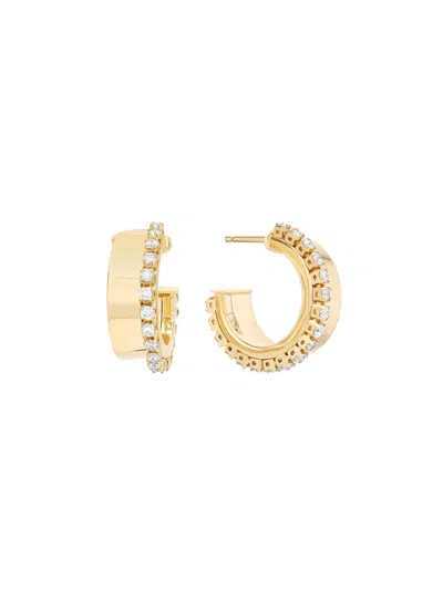 Lana 14k Gold Hollow Vanity Diamond Hoop Earrings