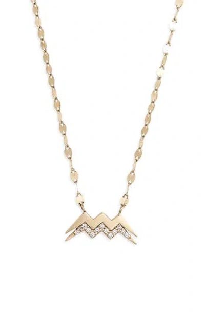 Lana Zodiac 14k Yellow Gold Diamond Aquarius Pendant Necklace
