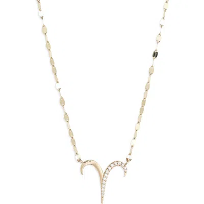 Lana Zodiac 14k Yellow Gold Diamond Aries Pendant Necklace