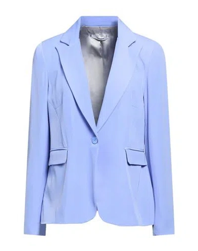 Lanacaprina Woman Blazer Light Blue Size 14 Polyester, Elastane In Multi