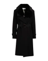 Lanacaprina Woman Coat Black Size 8 Polyester, Viscose, Elastane