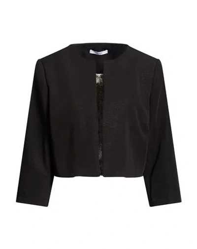 Lanacaprina Woman Jacket Black Size 10 Polyester, Rayon, Elastane
