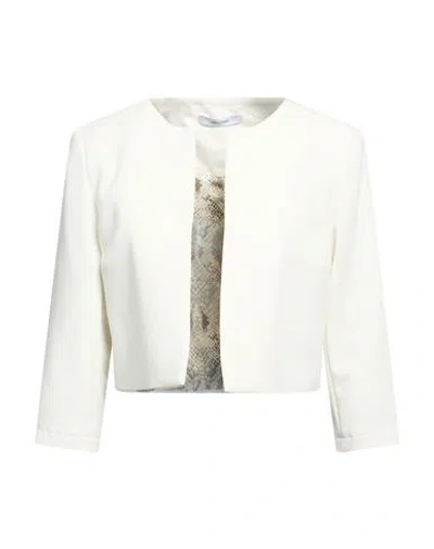 Lanacaprina Woman Jacket Cream Size 8 Polyester, Rayon, Elastane In White