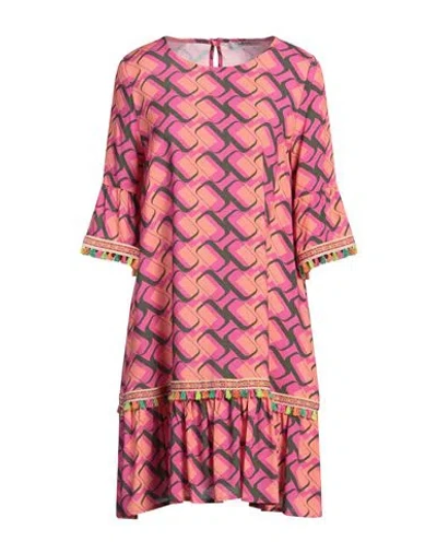 Lanacaprina Woman Mini Dress Fuchsia Size 6 Viscose In Pink