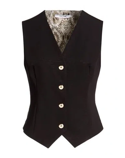 Lanacaprina Woman Tailored Vest Black Size 10 Polyester, Viscose, Elastic Fibres