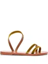 Lanapo Velvet Double-strap Sandals In Green