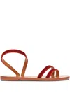 Lanapo Velvet Double-strap Sandals In Red