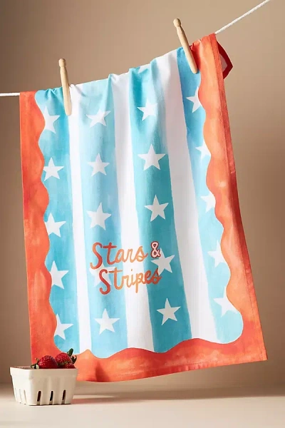 Lana's Shop Stars & Stripes Dish Towel In Red