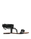 Lança Perfume Woman Sandals Black Size 8 Leather, Textile Fibers In Black
