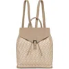 Lancaster Backpack With Flap And Snap Closure Ikon In Beige