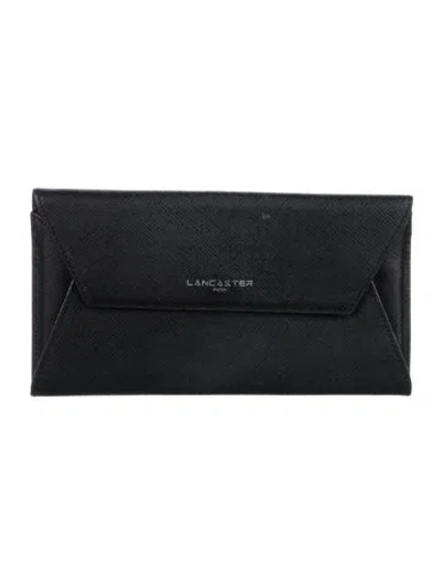 Pre-owned Lancaster Leather Continental Wallet In Black