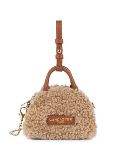 Lancaster Nano Shearling-effect Leather Clutch Bag In Neutral
