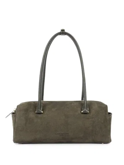 Lancaster Suede-finish Shoulder Bag In Green