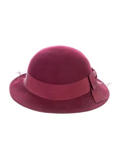 Pre-owned Lancaster Wool Cloche Hat In Red