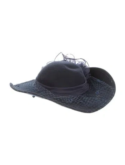 Pre-owned Lancaster Wool Monochromatic Wide Brim Fascinator In Blue