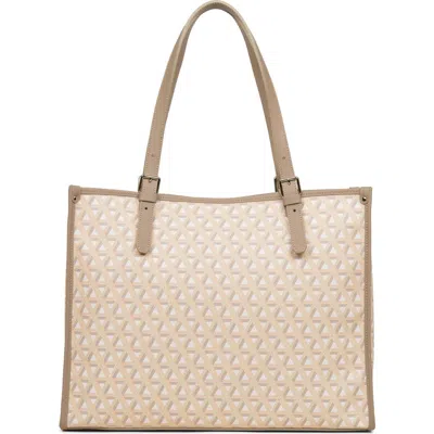 Lancaster Zipped Shoulder Tote Bag M Ikon In Beige