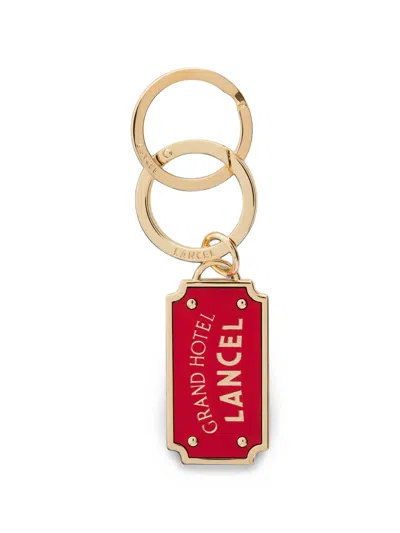 Lancel 1876 Plaque Keyring In Gray