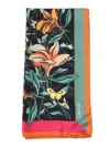 Lancel Silk Square Scarf With Geometric And Floral Design In Multi