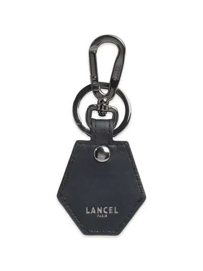 Lancel Airtag Smooth Leather Keyring In Gray