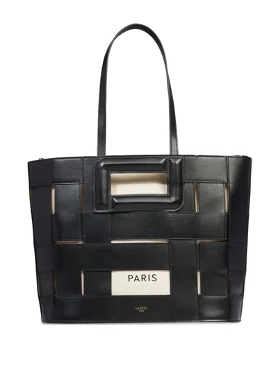 Lancel Angele Cuir De  Tote Bag In Black