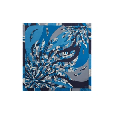 Lancel Arabesque-print Silk Scarf In Blue