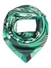 Lancel Arabesque-print Silk Scarf In Green