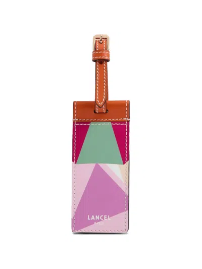 Lancel Beach Geometric-pattern Leather Luggage Tag In Pink