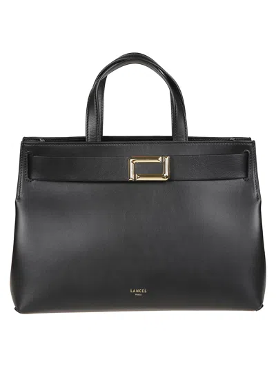 Lancel Black Angele Medium Tote Cow Leather Tote Bag In Orange