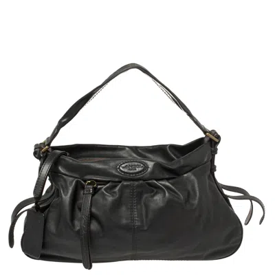 Pre-owned Lancel Black Leather Front Pocket Hobo