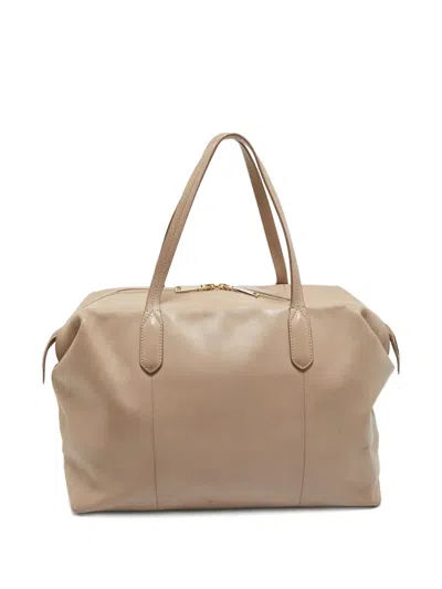 Pre-owned Lancel Boston Weekender Travel Bag In Neutral
