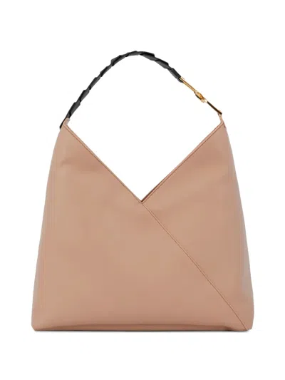 Lancel Braided Handle Shoulder Bag In Nude