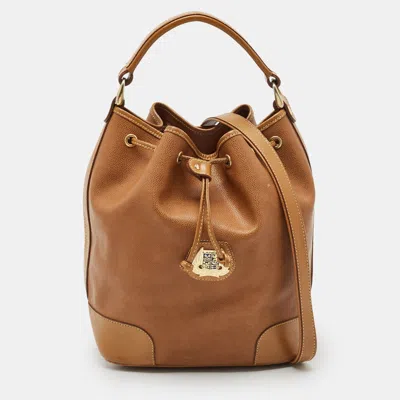 Pre-owned Lancel Brown Leather Drawstring Bucket Bag