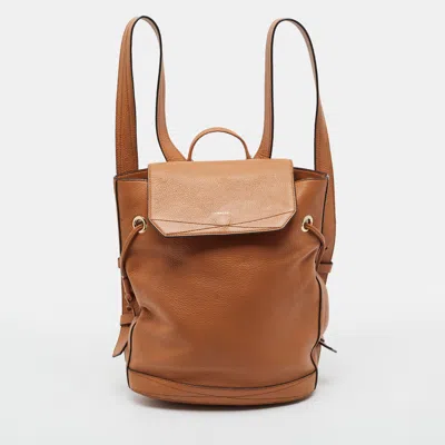 Pre-owned Lancel Brown Leather Flap Backpack
