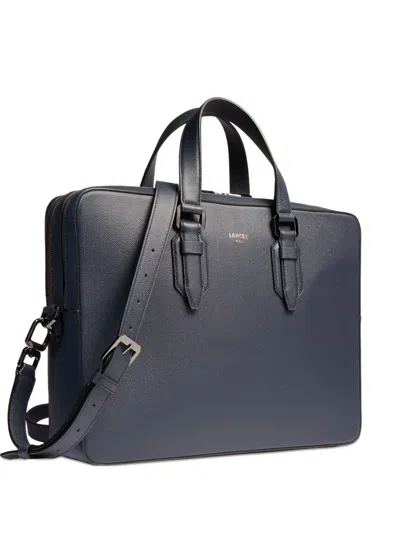 Lancel Buckle-detail Leather Laptop Bag In Blue