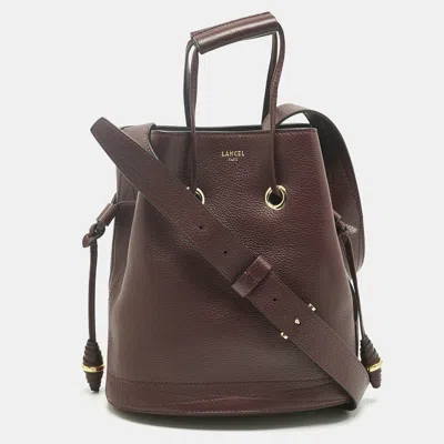Pre-owned Lancel Burgundy Leather Le Huit Drawstring Bucket Bag